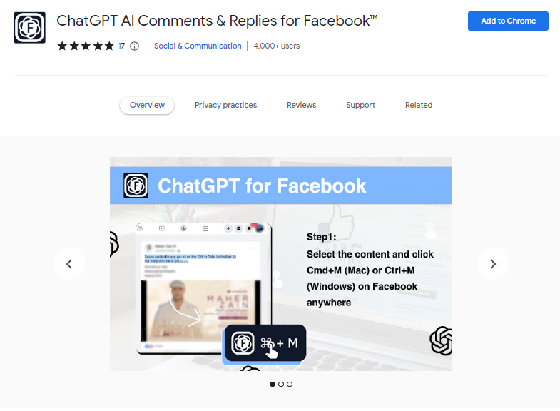 ChatGPT AI Comments & Replies for Facebook™ - Best ChatGPT Chrome Extensions