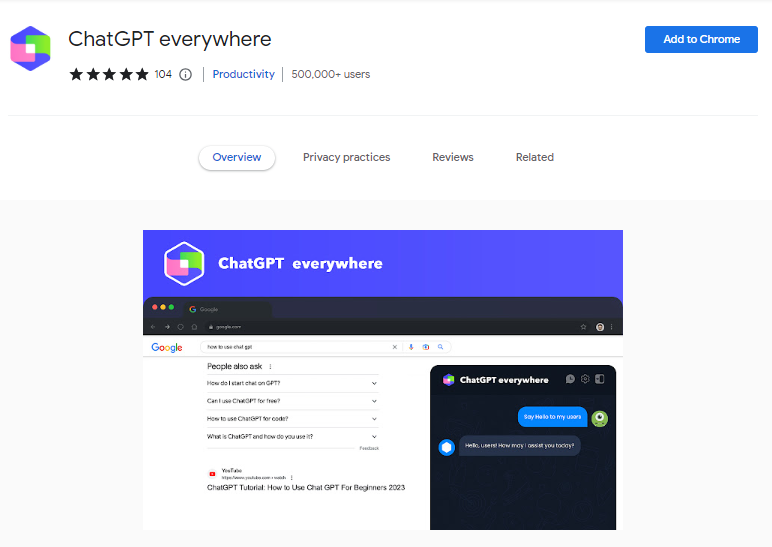 ChatGPT Everywhere - Best ChatGPT Chrome Extensions