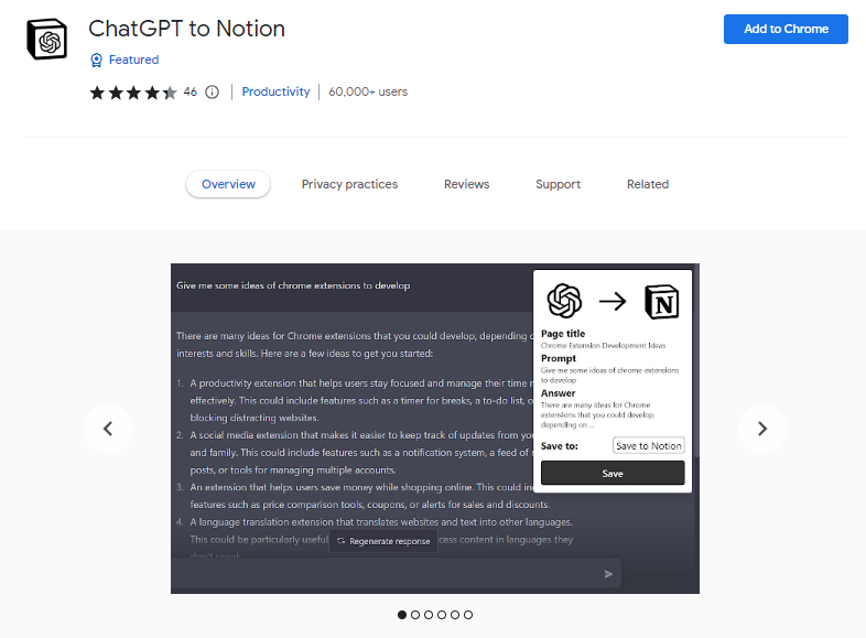 ChatGPT to Notion - Best ChatGPT Chrome Extensions