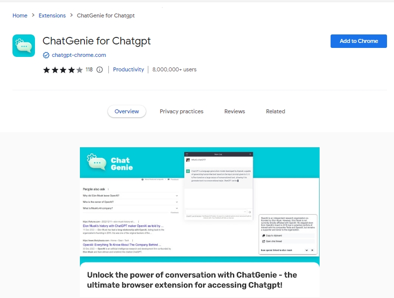 ChatGenie for Chatgpt - Best ChatGPT Chrome Extensions