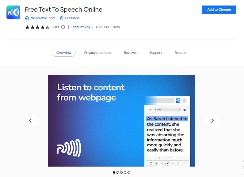 Free Text To Speech Online - Best ChatGPT Chrome Extensions