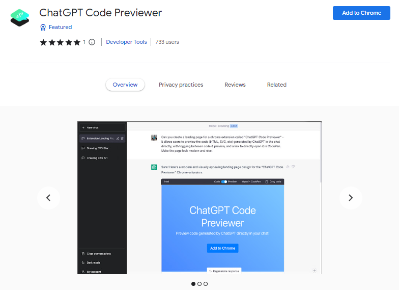ChatGPT Code Previewer - Best ChatGPT Chrome Extensions