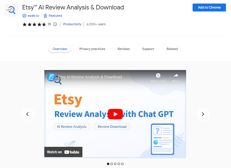 Etsy™ AI Review Analysis & Download - Best ChatGPT Chrome Extensions