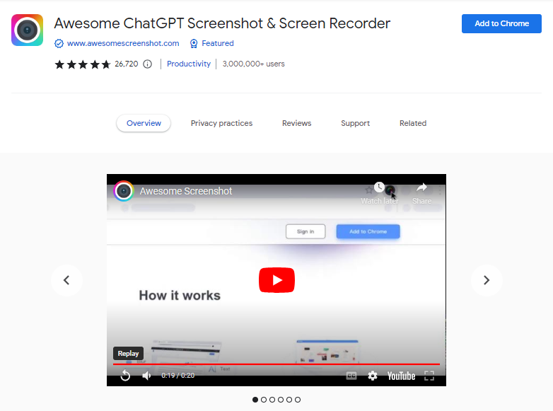 Awesome ChatGPT Screenshot & Screen Recorder - Best ChatGPT Chrome Extensions 