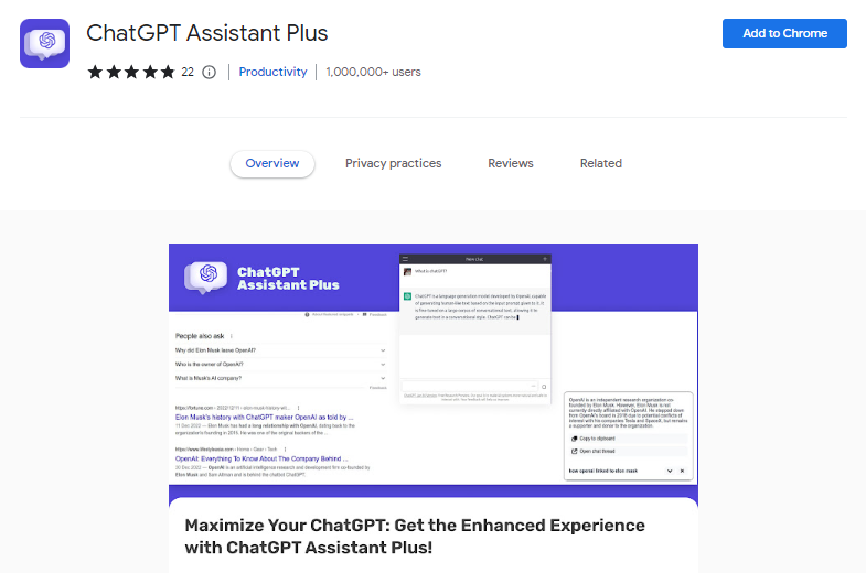 ChatGPT Assistant Plus - Best ChatGPT Chrome Extensions
