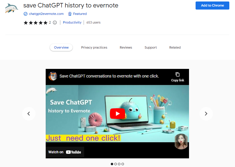 save ChatGPT history to evernote - Best ChatGPT Chrome Extensions