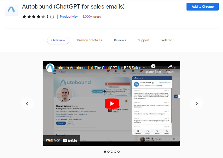 Autobound (ChatGPT for sales emails) - Best ChatGPT Chrome Extensions
