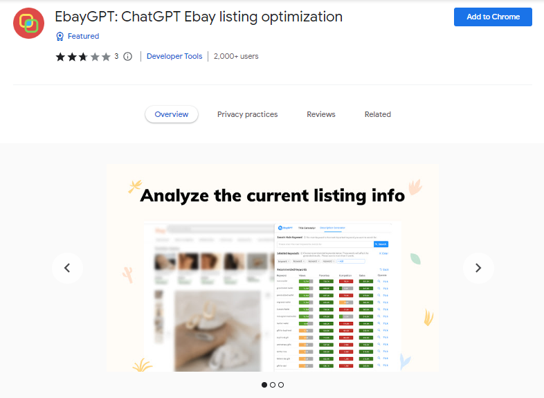 EbayGPT: ChatGPT Ebay listing optimization - Best ChatGPT Chrome Extensions