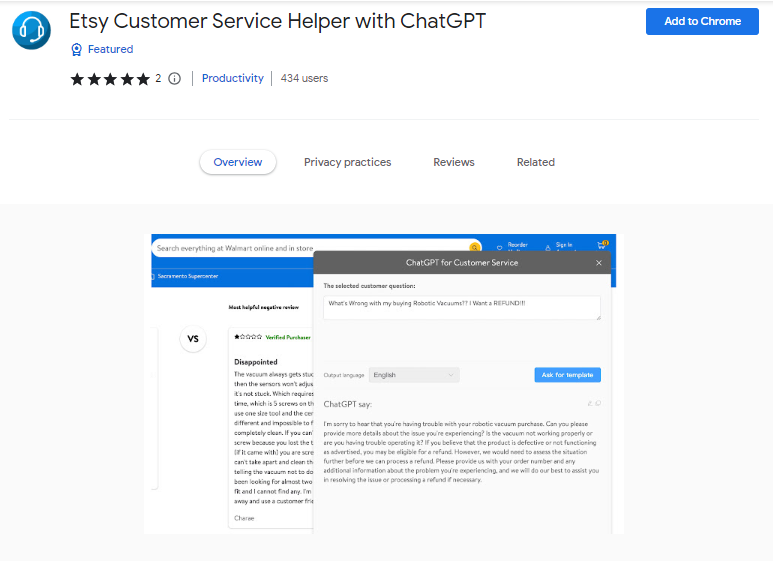 Etsy Customer Service Helper with ChatGPT - Best ChatGPT Chrome Extensions 