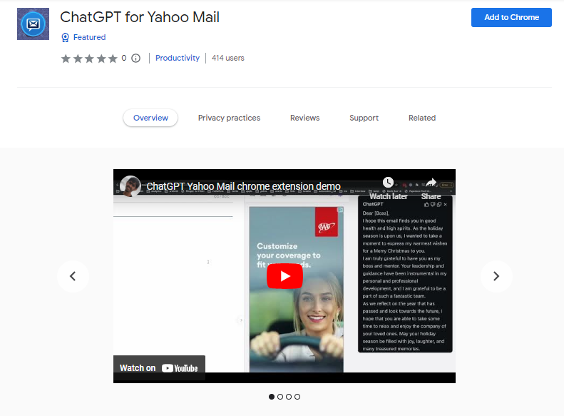 ChatGPT for Yahoo Mail - Best ChatGPT Chrome Extensions