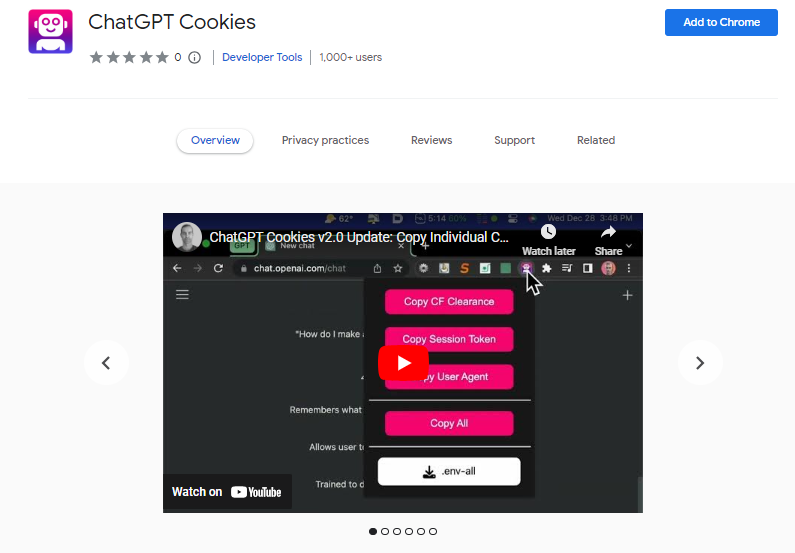 ChatGPT Cookies
- Best ChatGPT Chrome Extensions