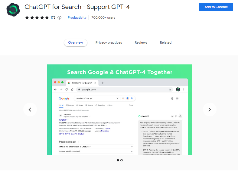 ChatGPT for Search - Support GPT-4 - Best ChatGPT Chrome Extensions