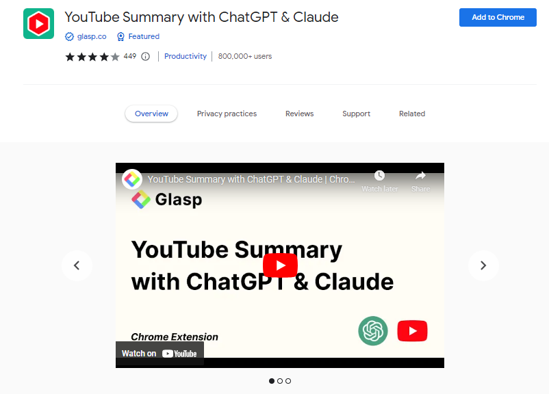 YouTube Summary with ChatGPT & Claude - Best ChatGPT Chrome Extensions
