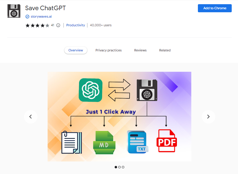 Save ChatGPT - Best ChatGPT Chrome Extensions