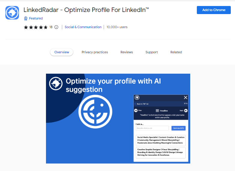 LinkedRadar - Optimize Profile For LinkedIn™ - Best ChatGPT Chrome Extensions