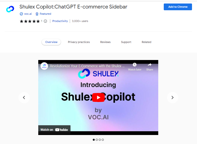 Shulex Copilot:ChatGPT E-commerce Sidebar - Best ChatGPT Chrome Extensions
