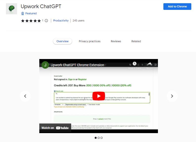 Upwork ChatGPT -  Best ChatGPT Chrome Extensions