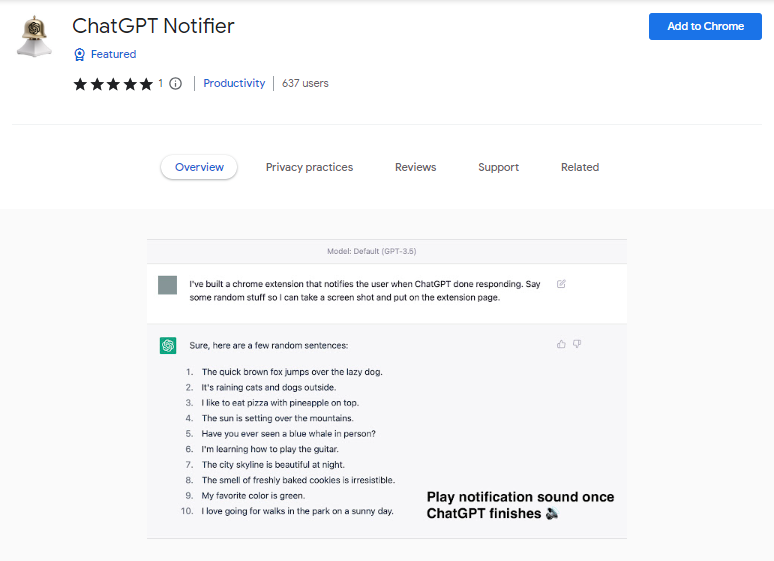 ChatGPT Notifier - Best ChatGPT Chrome Extensions