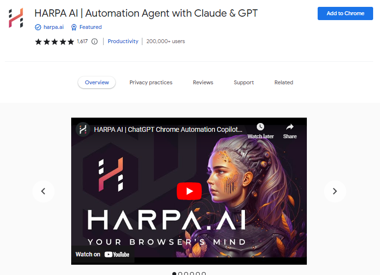 HARPA AI | Automation Agent with Claude & GPT - Best ChatGPT Chrome Extensions