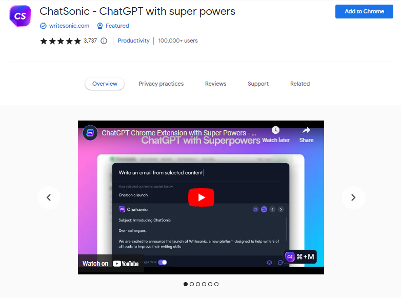 ChatSonic - ChatGPT with super powers - Best ChatGPT Chrome Extensions 