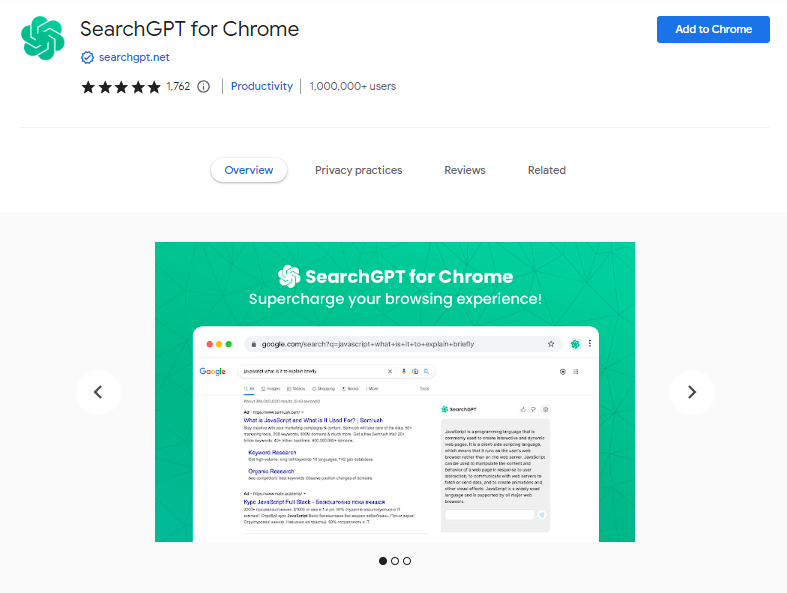 SearchGPT for Chrome - Best ChatGPT Chrome Extensions