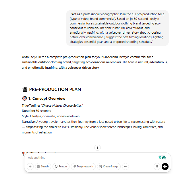 Demo - ChatGPT Prompts for Videographers