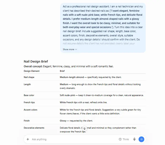 ChatGPT Prompts for Nail Technicians: Practical AI Help for Clients, Content, and Salon Work ChatGPT prompt for nail technicians to prepare client consultation questions and recommendations