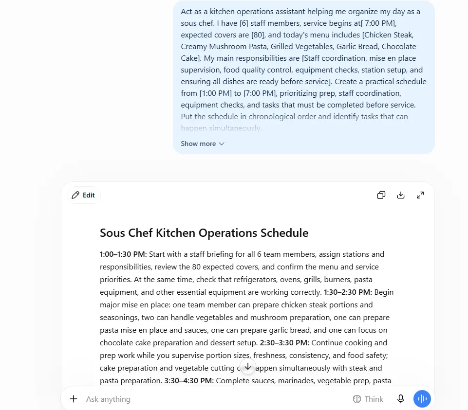 ChatGPT Prompts for Sous Chefs: Practical AI Help for Kitchen Prep, Menu Planning, and Service ChatGPT prompts for sous chefs for kitchen planning and restaurant operations
